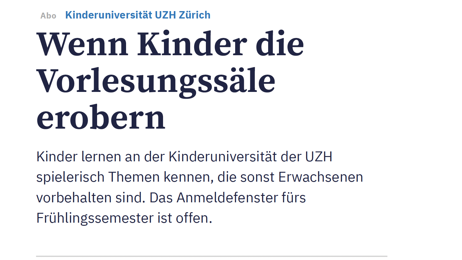 Wenn Kinder die Vorlesungssäle erobern 